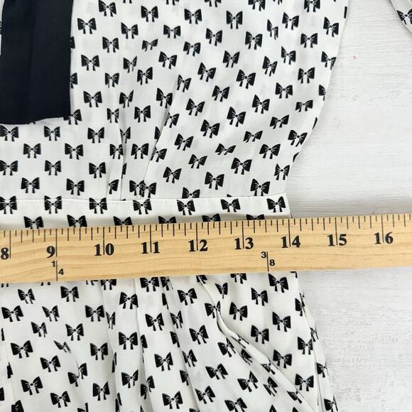NWT Maje Bow-Print Playsuit Romper Size 38 US M White Black Coquette Retro $375 - Picture 14 of 16